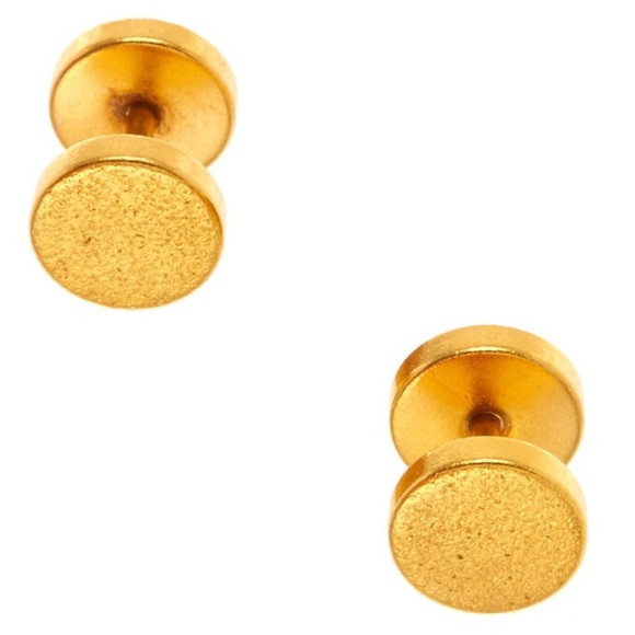 Claire’s 18G Gold Textured Faux Ear Plugs, NIB - Picture 2 of 8